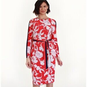 Maggy London Jewel Floral Printed Dress Women's Size 8 Red White Blue NEW